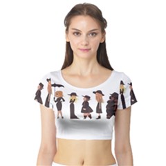 American Horror Story Cartoon Short Sleeve Crop Top by nate14shop