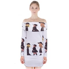 American Horror Story Cartoon Long Sleeve Off Shoulder Dress by nate14shop