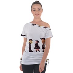 American Horror Story Cartoon Off Shoulder Tie-up Tee