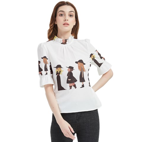 American Horror Story Cartoon Frill Neck Blouse by nate14shop