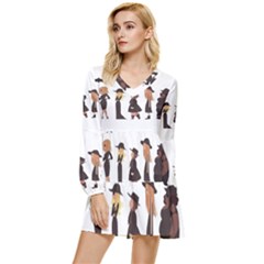 American Horror Story Cartoon Tiered Long Sleeve Mini Dress by nate14shop
