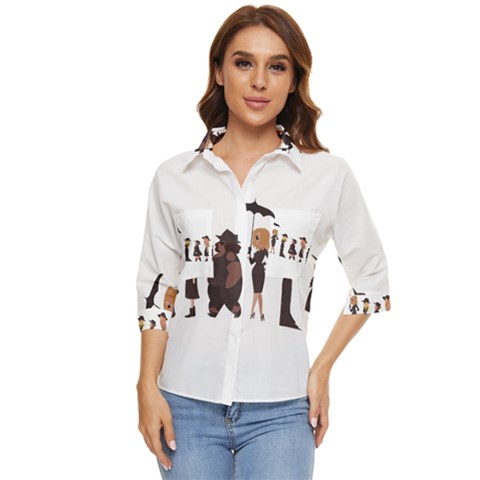 American Horror Story Cartoon Women s Quarter Sleeve Pocket Shirt by nate14shop