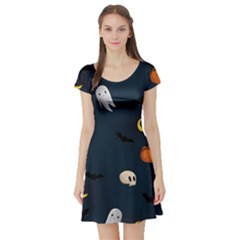 Halloween Short Sleeve Skater Dress by nate14shop