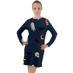 Halloween Long Sleeve Hoodie Dress by nate14shop