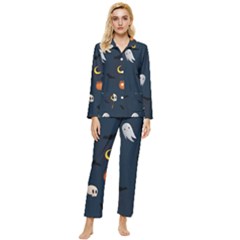 Halloween Womens  Long Sleeve Velvet Pocket Pajamas Set by nate14shop