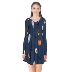 Halloween Long Sleeve V-neck Flare Dress by nate14shop