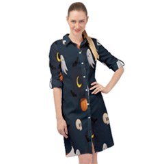 Halloween Long Sleeve Mini Shirt Dress by nate14shop