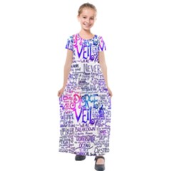 Piere Veil Kids  Short Sleeve Maxi Dress by nate14shop