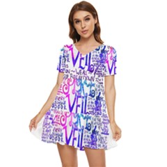 Piere Veil Tiered Short Sleeve Babydoll Dress by nate14shop