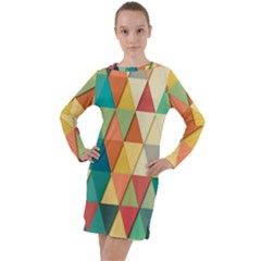 Geometric Long Sleeve Hoodie Dress by nate14shop