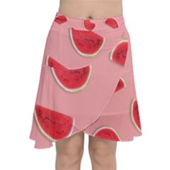 Water Melon Red Chiffon Wrap Front Skirt