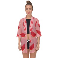 Water Melon Red Open Front Chiffon Kimono