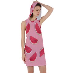 Water Melon Red Racer Back Hoodie Dress