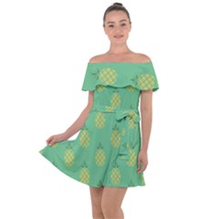 Pineapple Off Shoulder Velour Dress