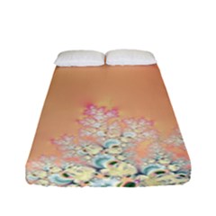 Peach Spring Frost On Flowers Fractal Fitted Sheet (full/ Double Size)