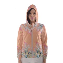 Peach Spring Frost On Flowers Fractal Women s Hooded Windbreaker by Artist4God