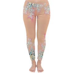 Peach Spring Frost On Flowers Fractal Classic Winter Leggings