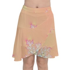 Peach Spring Frost On Flowers Fractal Chiffon Wrap Front Skirt