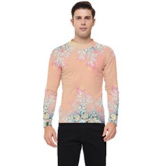 Peach Spring Frost On Flowers Fractal Men s Long Sleeve Rash Guard