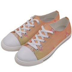 Peach Spring Frost On Flowers Fractal Women s Low Top Canvas Sneakers by Artist4God