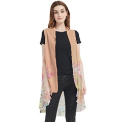 Peach Spring Frost On Flowers Fractal Sleeveless Chiffon Waistcoat Shirt