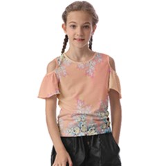 Peach Spring Frost On Flowers Fractal Kids  Butterfly Cutout Tee