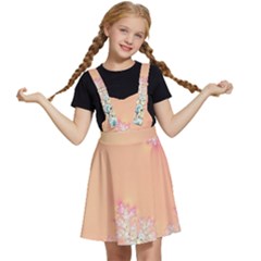 Peach Spring Frost On Flowers Fractal Kids  Apron Dress