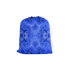 Blue Sky Over The Bluebells Frost Fractal Drawstring Pouch (medium) by Artist4God