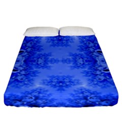 Blue Sky Over The Bluebells Frost Fractal Fitted Sheet (king Size) by Artist4God