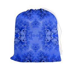 Blue Sky Over The Bluebells Frost Fractal Drawstring Pouch (2xl) by Artist4God