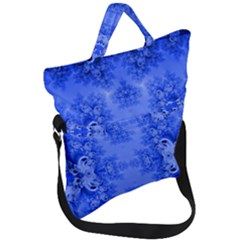 Blue Sky Over The Bluebells Frost Fractal Fold Over Handle Tote Bag by Artist4God