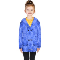 Blue Sky Over The Bluebells Frost Fractal Kids  Double Breasted Button Coat