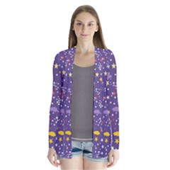 Pattern-cute-clouds-stars Drape Collar Cardigan