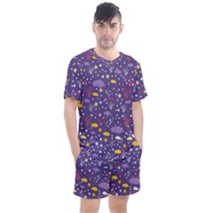 Pattern-cute-clouds-stars Men s Mesh Tee And Shorts Set