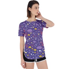 Pattern-cute-clouds-stars Perpetual Short Sleeve T-shirt by Jancukart