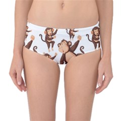 Monkey-seamless-pattern Mid-waist Bikini Bottoms by Jancukart