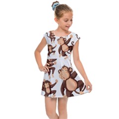 Monkey-seamless-pattern Kids  Cap Sleeve Dress