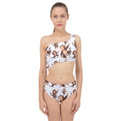 Monkey-seamless-pattern Spliced Up Two Piece Swimsuit