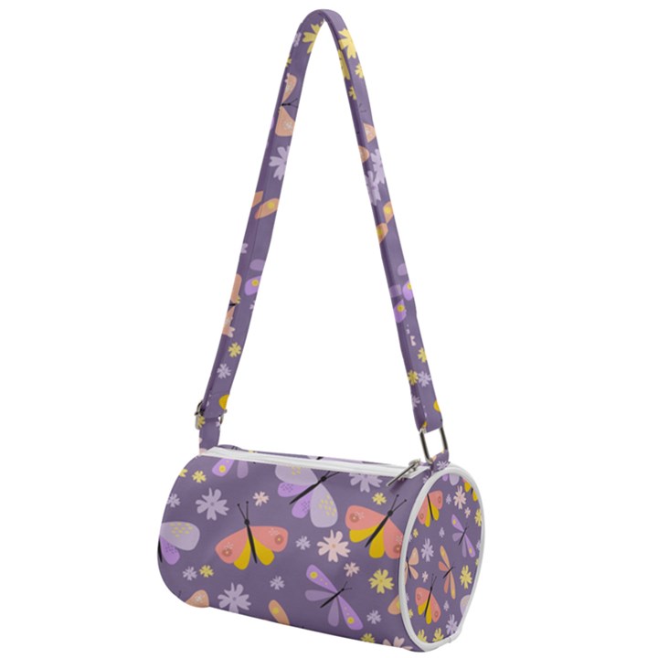 Vector-seamless-pattern-with-butterflies-beetles Mini Cylinder Bag