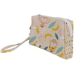 Cute-monkey-banana-seamless-pattern-background Wristlet Pouch Bag (small) by Jancukart