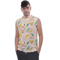 Cute-monkey-banana-seamless-pattern-background Men s Regular Tank Top