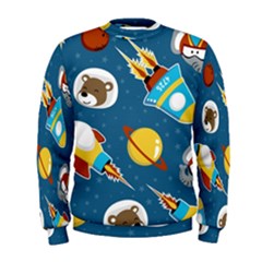 Seamless-pattern-vector-with-spacecraft-funny-animals-astronaut Men s Sweatshirt by Jancukart