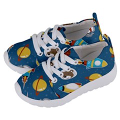 Seamless-pattern-vector-with-spacecraft-funny-animals-astronaut Kids  Lightweight Sports Shoes by Jancukart