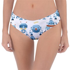 Seamless Pattern With Funny Robot Cartoon Reversible Classic Bikini Bottoms by Jancukart