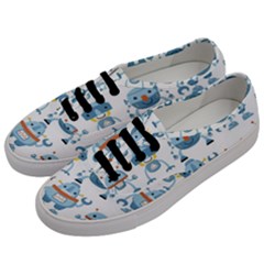 Seamless Pattern With Funny Robot Cartoon Men s Classic Low Top Sneakers by Jancukart