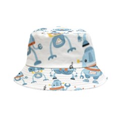 Seamless Pattern With Funny Robot Cartoon Inside Out Bucket Hat by Jancukart