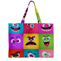 Monsters Emotions Scary Faces Masks With Mouth Eyes Aliens Monsters Emoticon Set Zipper Mini Tote Bag by Jancukart