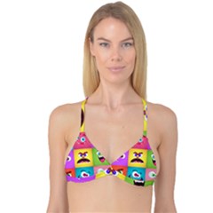 Monsters Emotions Scary Faces Masks With Mouth Eyes Aliens Monsters Emoticon Set Reversible Tri Bikini Top
