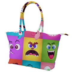 Monsters Emotions Scary Faces Masks With Mouth Eyes Aliens Monsters Emoticon Set Canvas Shoulder Bag by Jancukart