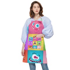 Monsters Emotions Scary Faces Masks With Mouth Eyes Aliens Monsters Emoticon Set Pocket Apron by Jancukart